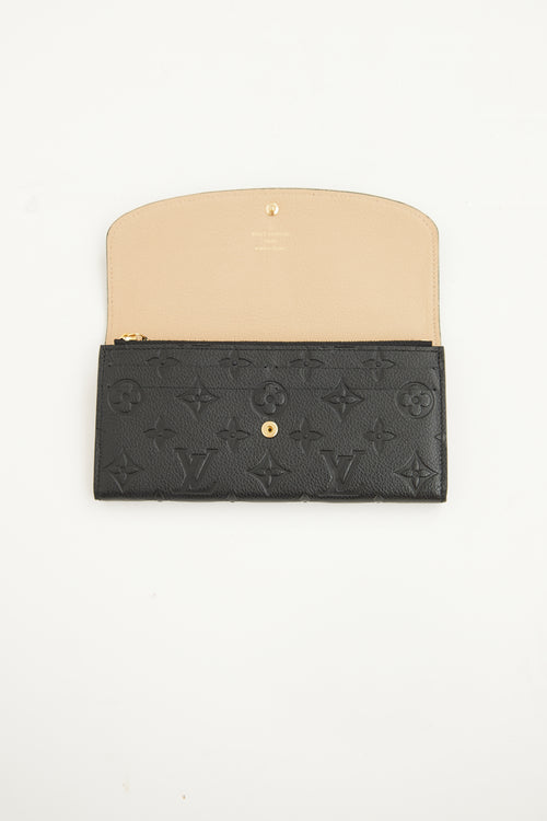 Louis Vuitton Black Leather Empriente Emilie Wallet