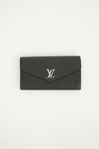 Louis Vuitton Black Leather Mylockme Flap Wallet