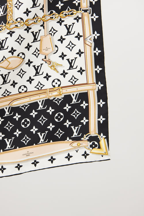 Louis Vuitton Black & White Monogram Confidential Scarf