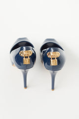 Louis Vuitton Blue Patent Lock Oh Really Heel