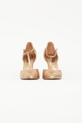 Louis Vuitton Bronze Metallic T-Strap Heel