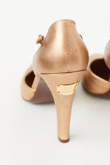 Louis Vuitton Bronze Metallic T-Strap Heel