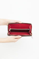 Louis Vuitton Brown Clemence Zip Wallet