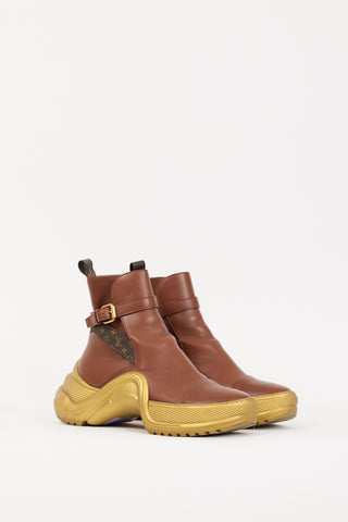 Louis Vuitton Brown & Gold Leather Archlight Sneaker