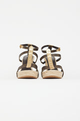 Louis Vuitton Brown & Gold Monogram Wedge Sandal