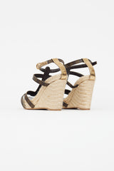 Louis Vuitton Brown & Gold Monogram Wedge Sandal