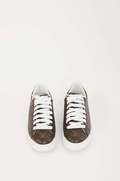 Louis Vuitton Brown & White Time Out Monogram Sneaker
