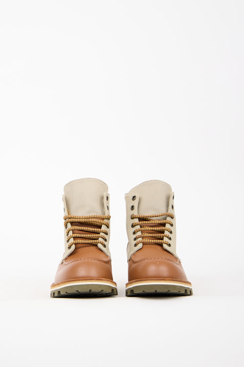 Louis Vuitton Brown Leather & Taupe Canvas Boot