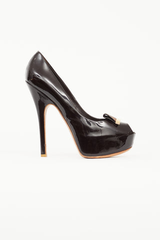 Louis Vuitton - Patent Leather Heel High Boots Amarante 38