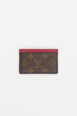 Louis Vuitton Brown & Magenta Coated Canvas Monogram Cardholder