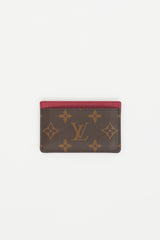 Louis Vuitton Brown & Magenta Coated Canvas Monogram Cardholder