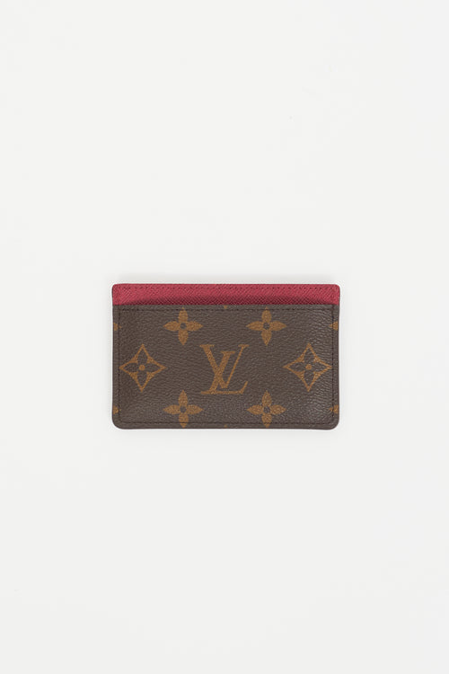 Louis Vuitton Brown & Magenta Coated Canvas Monogram Cardholder