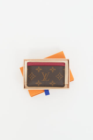 Louis Vuitton Brown & Magenta Coated Canvas Monogram Cardholder