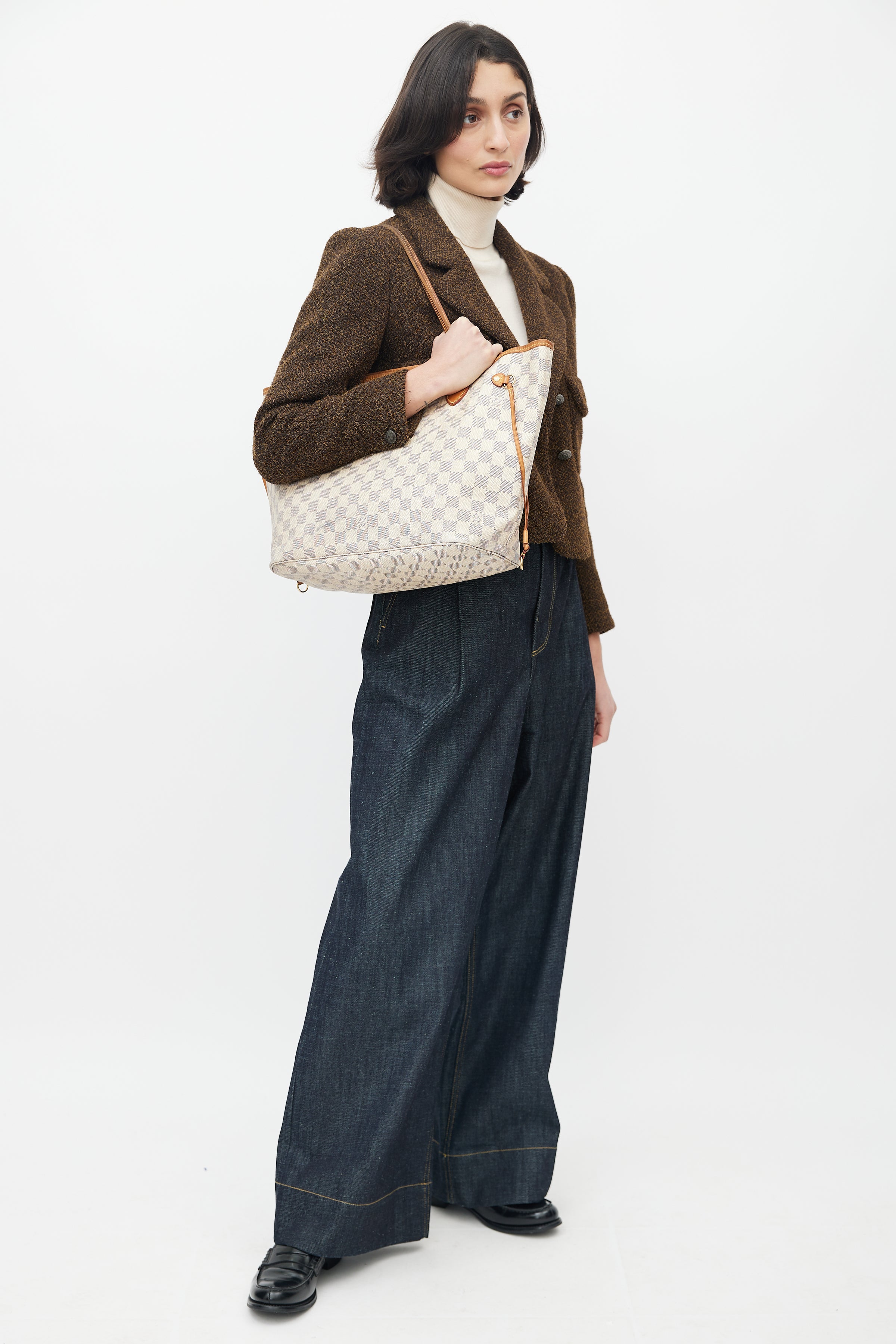 Louis Vuitton // Cream Damier Azur Neverfull MM Tote Bag – VSP