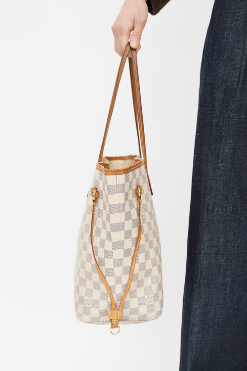 Louis Vuitton Cream Damier Azur Neverfull MM Tote Bag