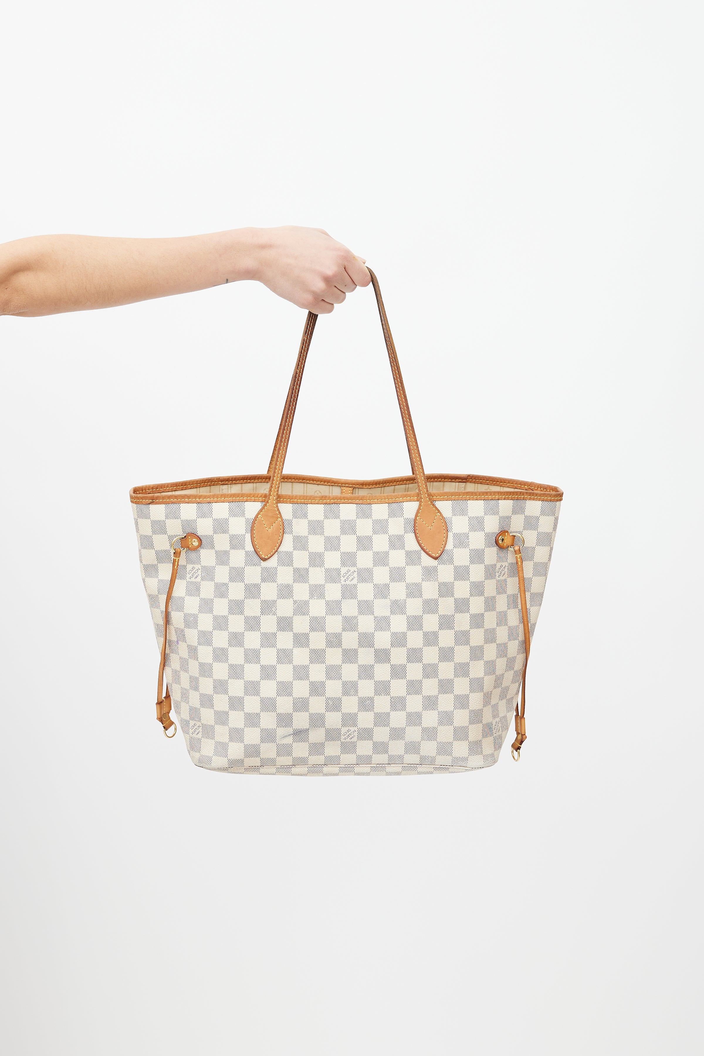 Louis Vuitton Neverfull MM Damier Azur Bags Handbags Purse (Beige