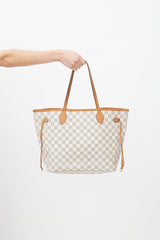 Louis Vuitton Cream Damier Azur Neverfull MM Tote Bag
