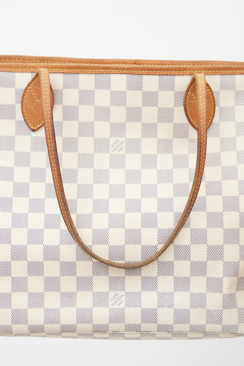 Louis Vuitton Cream Damier Azur Neverfull MM Tote Bag