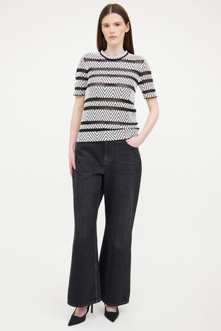 Louis Vuitton White & Black Knit Top