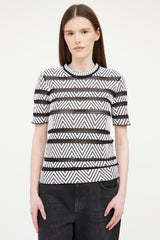Louis Vuitton White & Black Knit Top