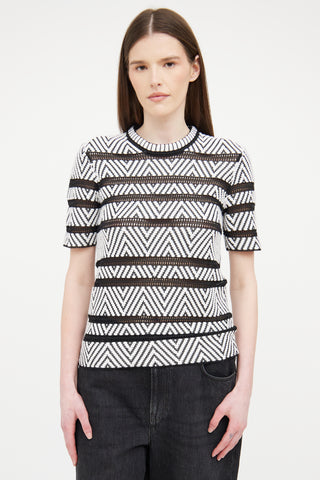 Louis Vuitton White & Black Knit Top