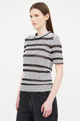 Louis Vuitton White & Black Knit Top