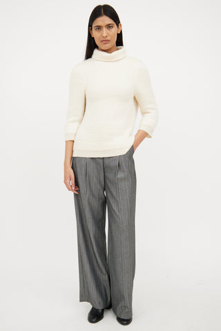 Louis Vuitton Cream Knit Padded Turtleneck Sweater