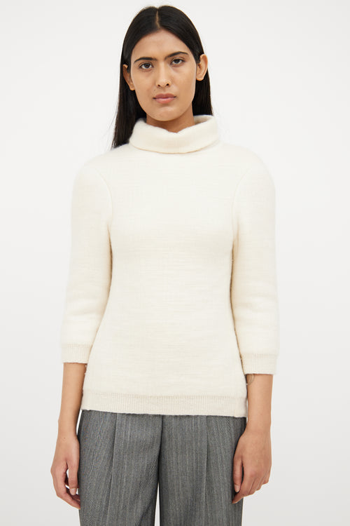 Louis Vuitton Cream Knit Padded Turtleneck Sweater