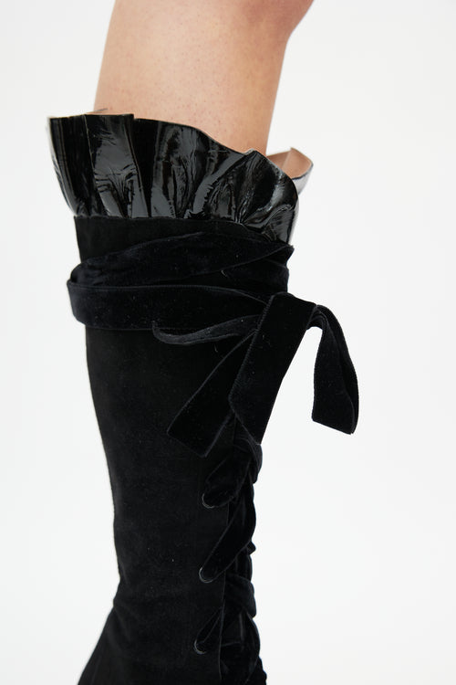 Louis Vuitton Fall 2009 Black Suede Cancan Knee High Boot