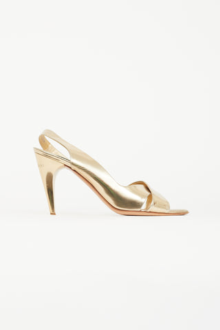 Louis Vuitton Gold Leather Slingback Heel