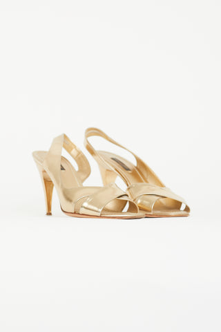Louis Vuitton Gold Leather Slingback Heel