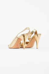 Louis Vuitton Gold Leather Slingback Heel