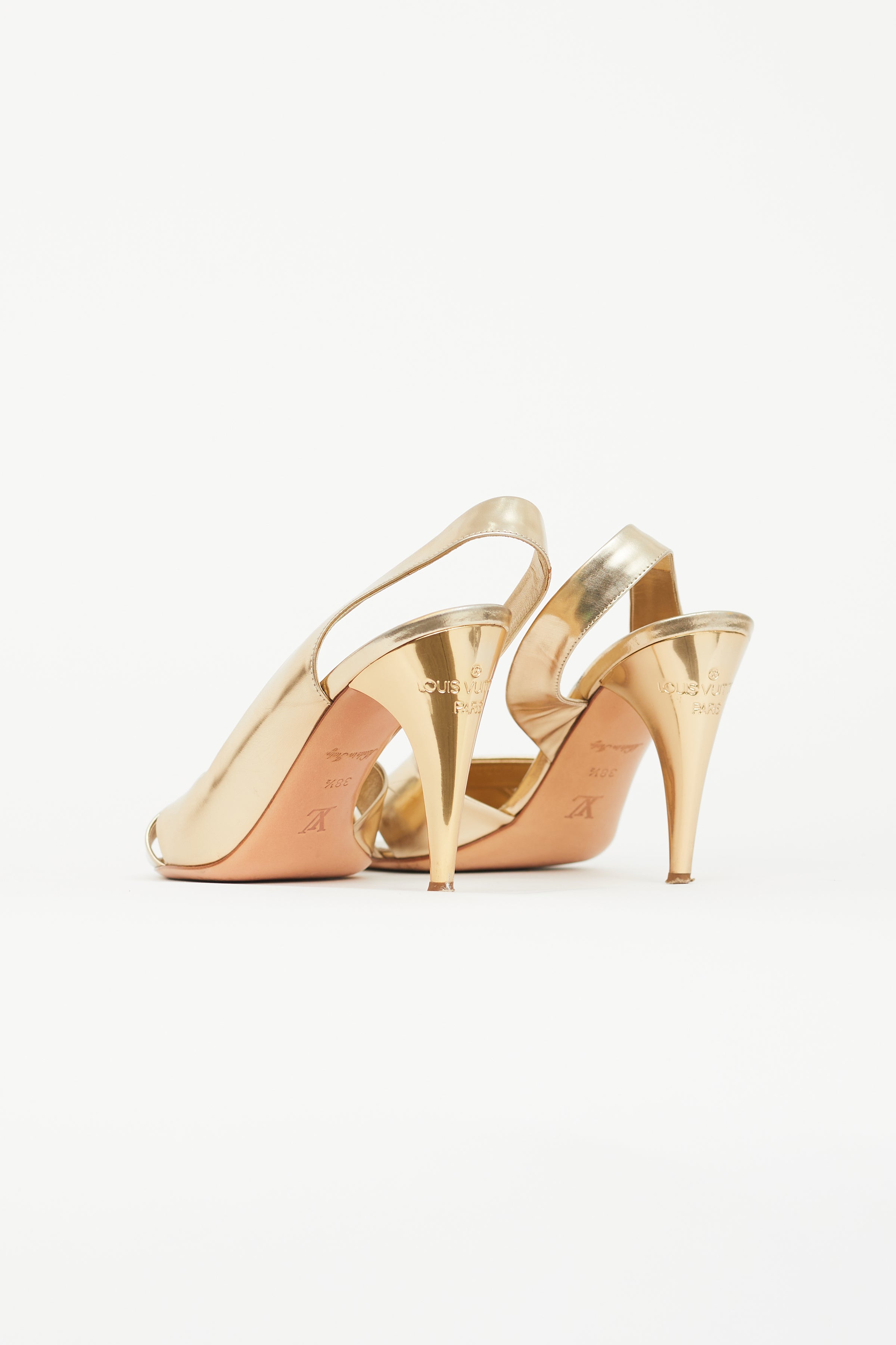 Louis Vuitton // Gold Leather Slingback Heel – VSP Consignment