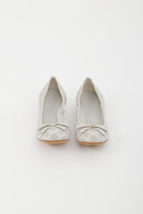 Louis Vuitton Grey Leather Monogram Bow Flat