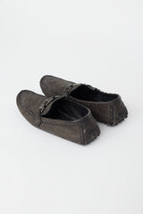 Louis Vuitton Grey Textured Leather Driving Loafer