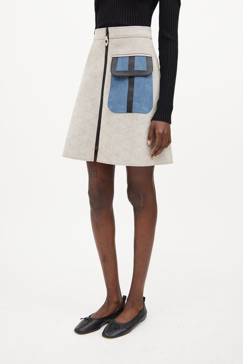 Louis Vuitton Grey & Blue Faux Suede Skirt