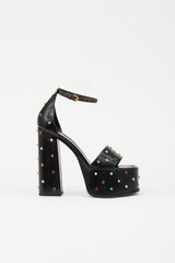 Louis Vuitton Leather Crystal Platform Sandal
