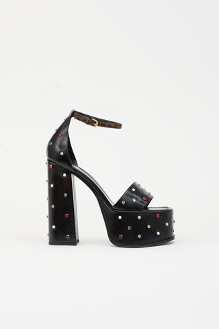 Louis Vuitton Leather Crystal Platform Sandal