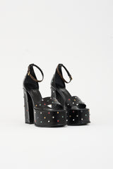 Louis Vuitton Leather Crystal Platform Sandal