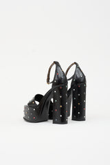 Louis Vuitton Leather Crystal Platform Sandal