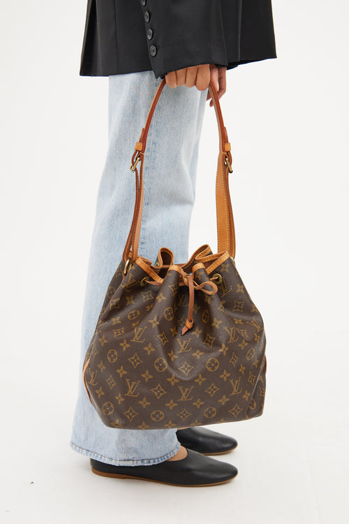 Louis Vuitton 1992 Brown Monogram Petit Noe Bucket Bag