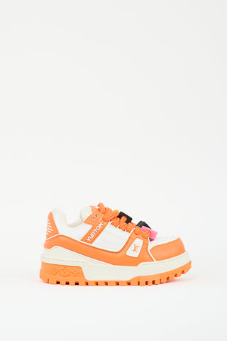 Louis Vuitton Orange & White Leather & Rubber Maxi Trainer Platform Sneaker