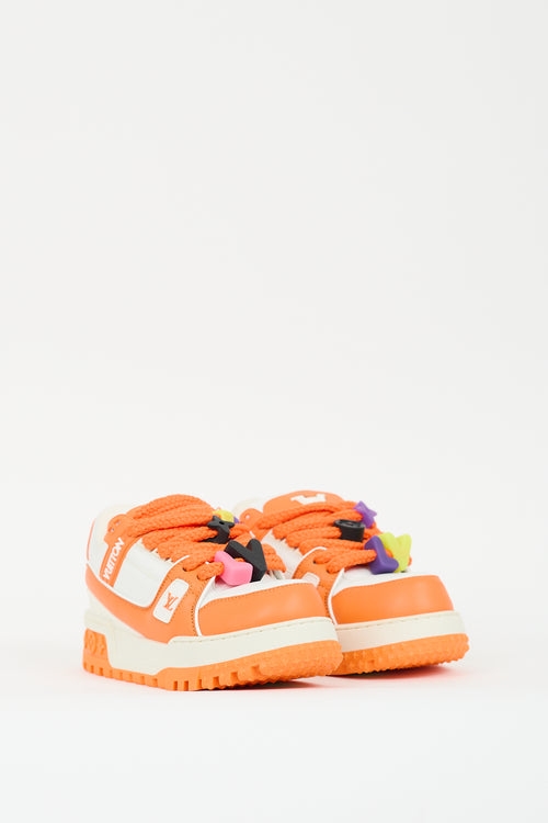 Louis Vuitton Orange & White Leather & Rubber Maxi Trainer Platform Sneaker