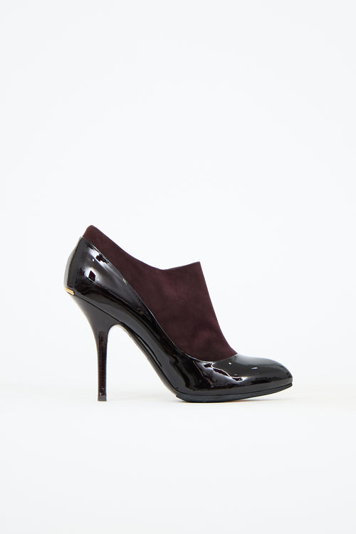 Louis Vuitton Patent Leather & Suede Bootie
