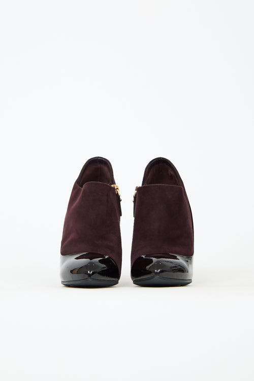 Louis Vuitton Patent Leather & Suede Bootie