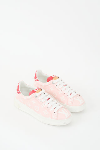 Louis Vuitton Pink & Red Monogram Time Out Sneaker