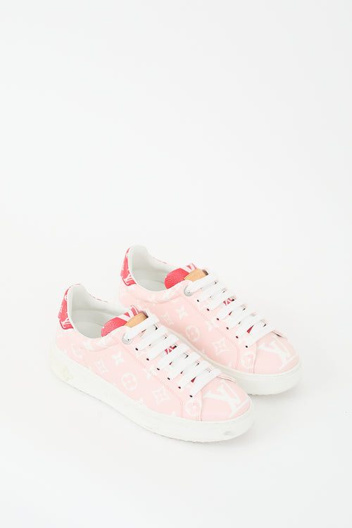 Louis Vuitton Pink & Red Monogram Time Out Sneaker