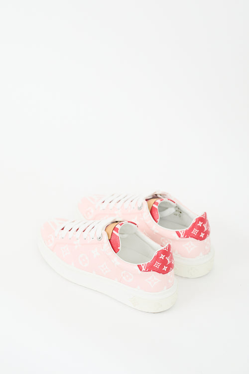 Louis Vuitton Pink & Red Monogram Time Out Sneaker