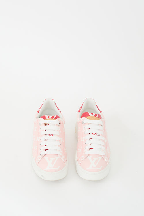 Louis Vuitton Pink & Red Monogram Time Out Sneaker