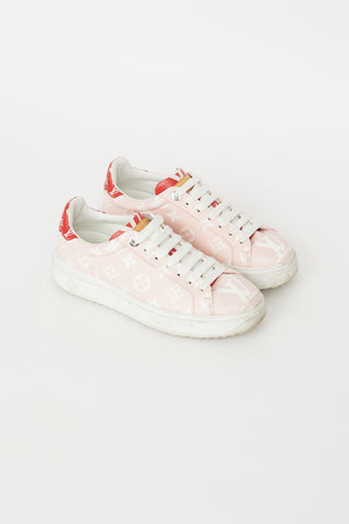 Louis Vuitton Pink & White Time Out Monogram Sneaker